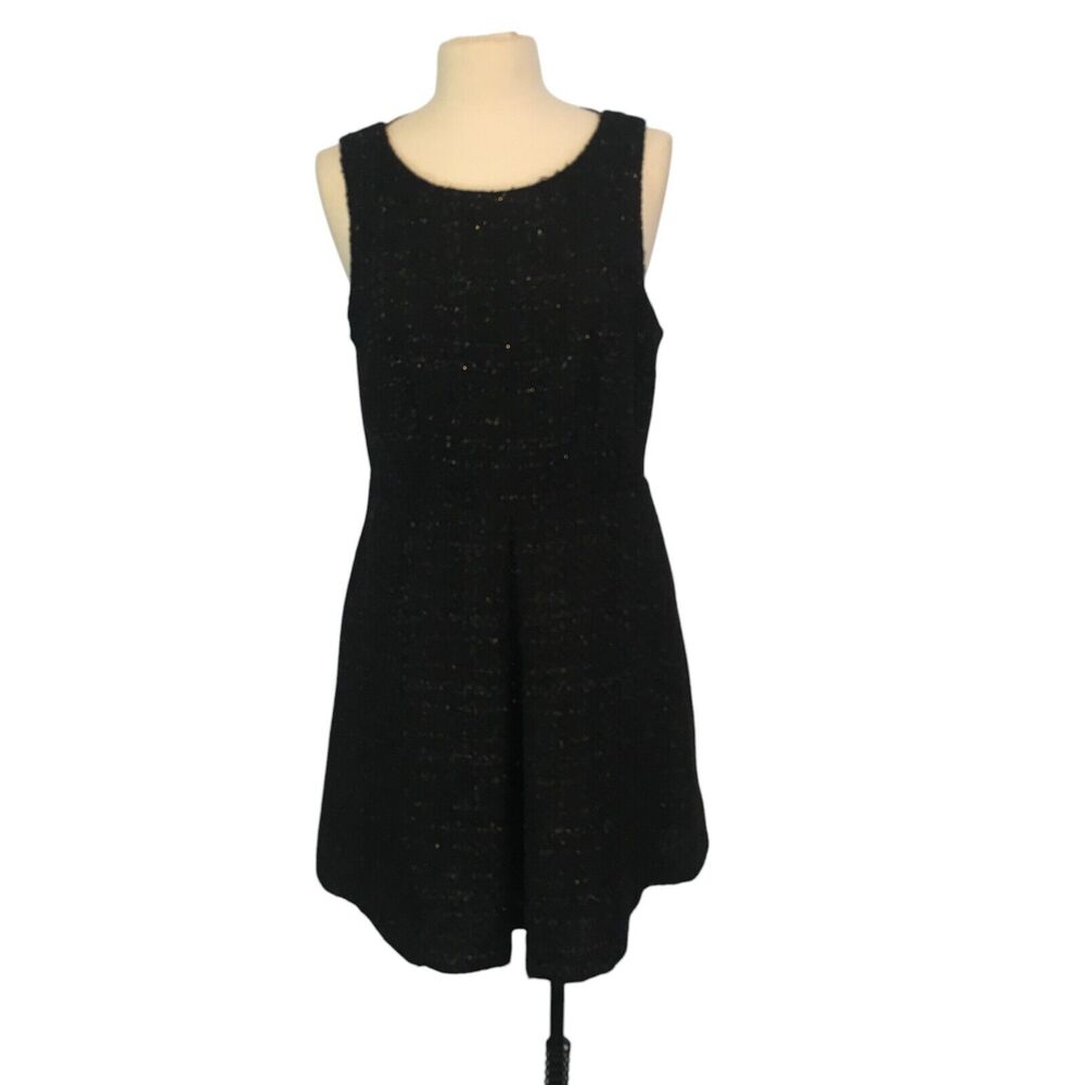 Jennifer Lopez Womens Black Sparkly Tweed Sleeveless Party Dress, Fit Flare 16